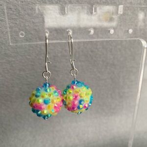 Hand crafted blue‎ yellow pink disco ball beads